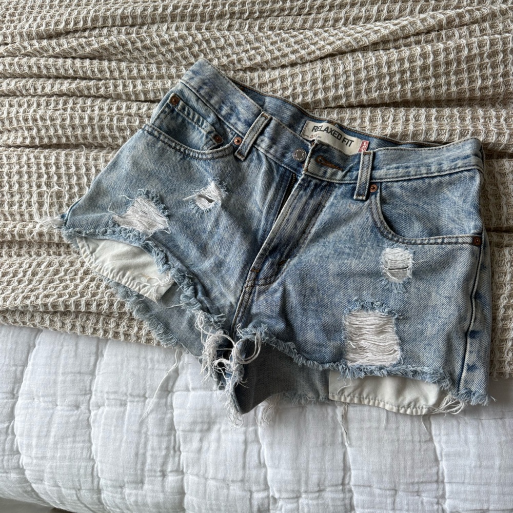 Levi's Light Blue Distressed Denim Jeans Relaxed Fit